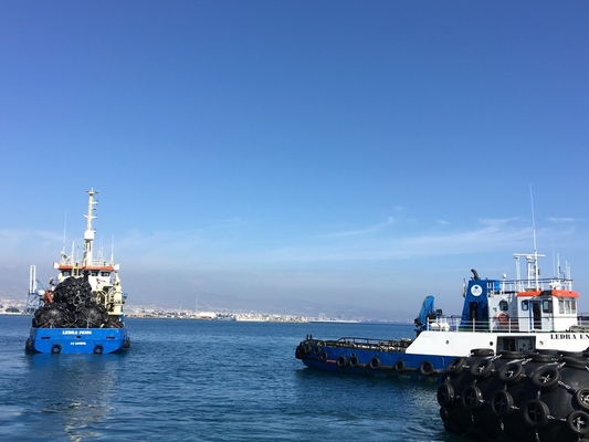 para-choque de borracha da plataforma a pouca distância do mar pneumática do barco de pesca 50Kpa para o navio