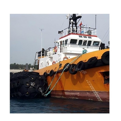 Fender de borracha marinha de tipo Yokohama com rede de cadeia de pneus